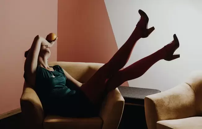 A young woman with varicose veins on her legs